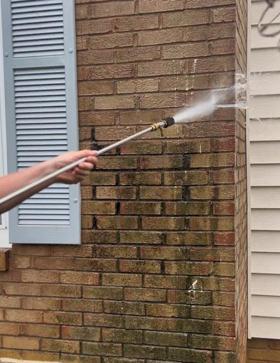 Soft washing brick exterior in Charlotte